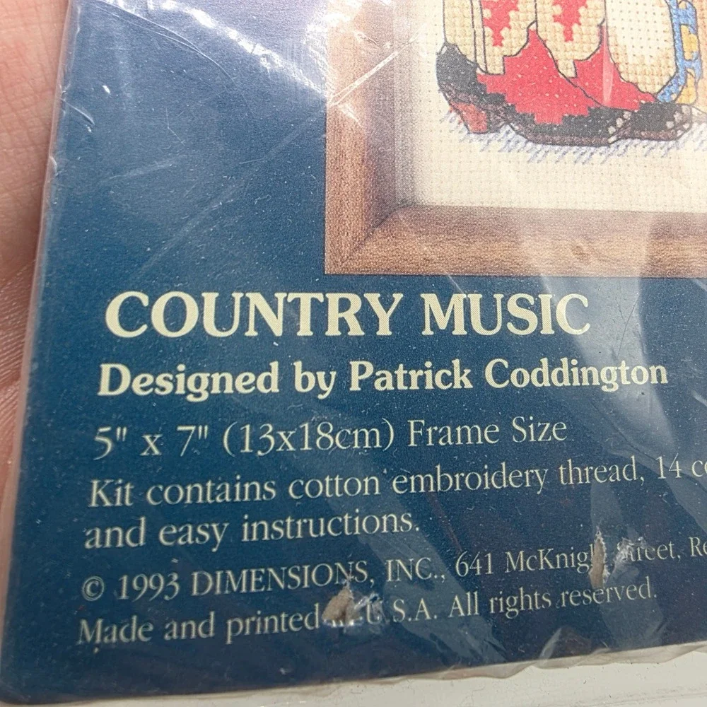 Jiffy Unisex‎ Counted Cross Stitch Kit Country Music Guitar Western Vintage 5x7